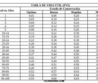 Tabla Vida Util Inmuebles