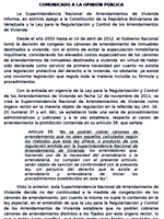 Oficio de descongelación de Alquileres 2012