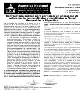 Convocatoria a proceso de selección de candidatos a Fiscal General de la República 2024