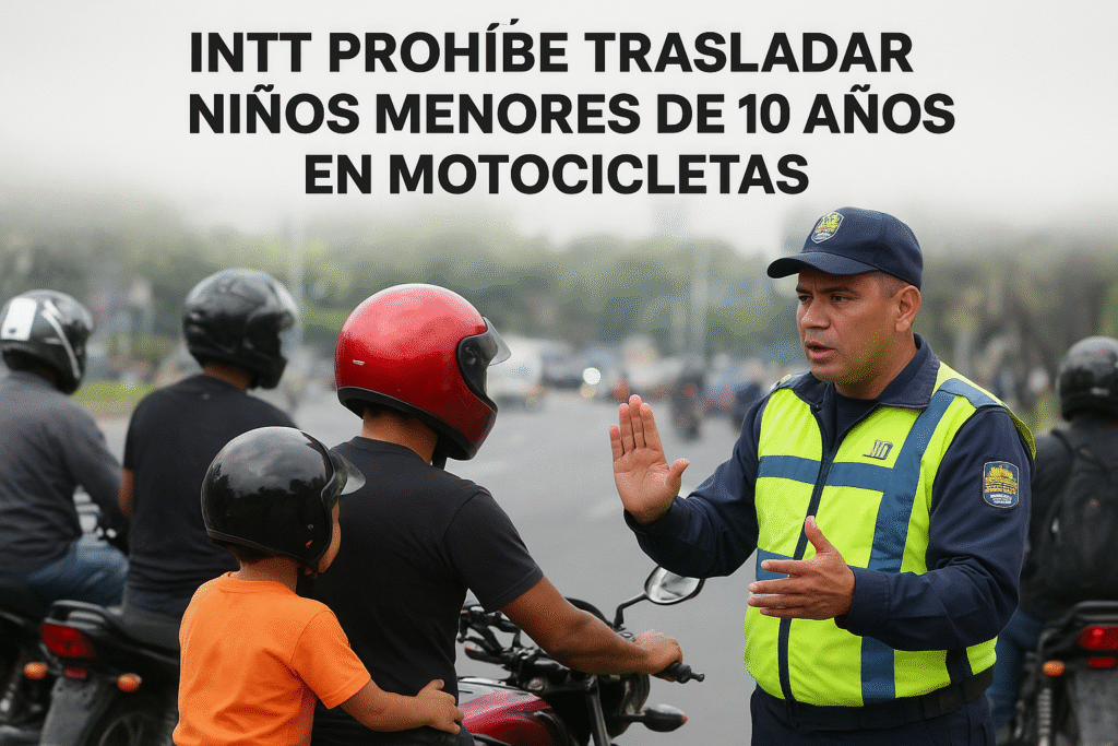 INTT prohíbe trasladar niños menores de 10 años en motocicletas y refuerza seguridad vial