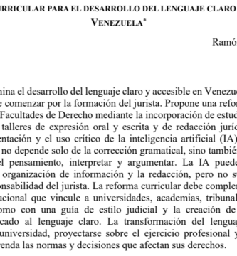Lenguaje claro en Venezuela: la reforma de la formación del jurista como punto de partida