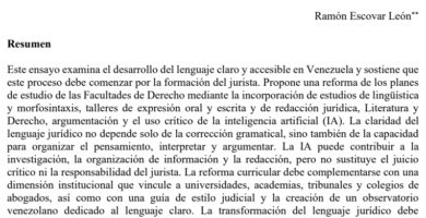 Lenguaje claro en Venezuela: la reforma de la formación del jurista como punto de partida